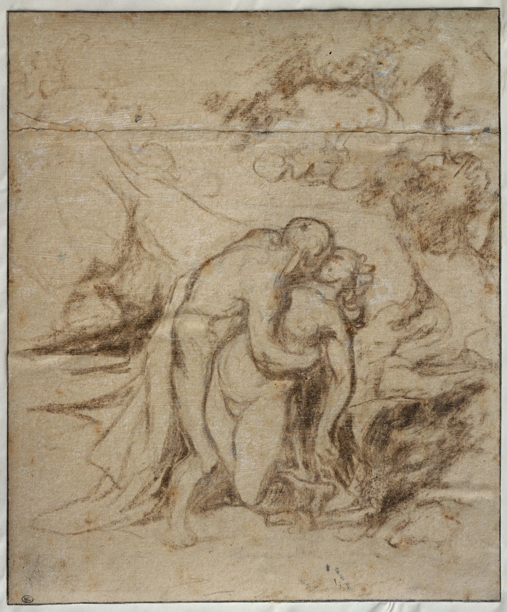 Phrosine og Melidore eller The Kiss, ca. 1848-52 (kritt på kortet) av Honoré Daumier