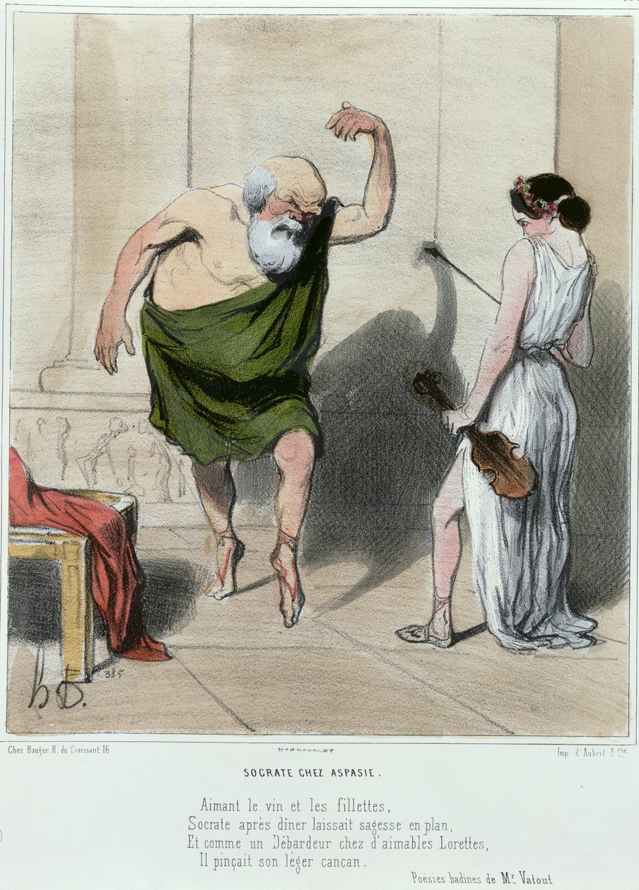 Sokrates (469-399 f.Kr.) besøkte Aspasia av Honoré Daumier