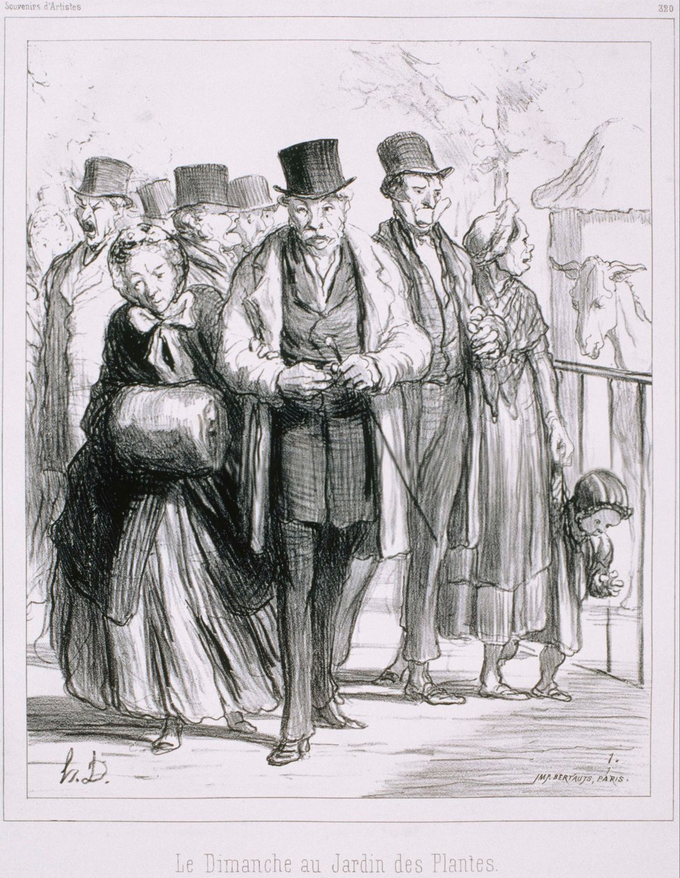 Souvenir dArtistes - søndag på Jardin des Plantes av Honoré Daumier