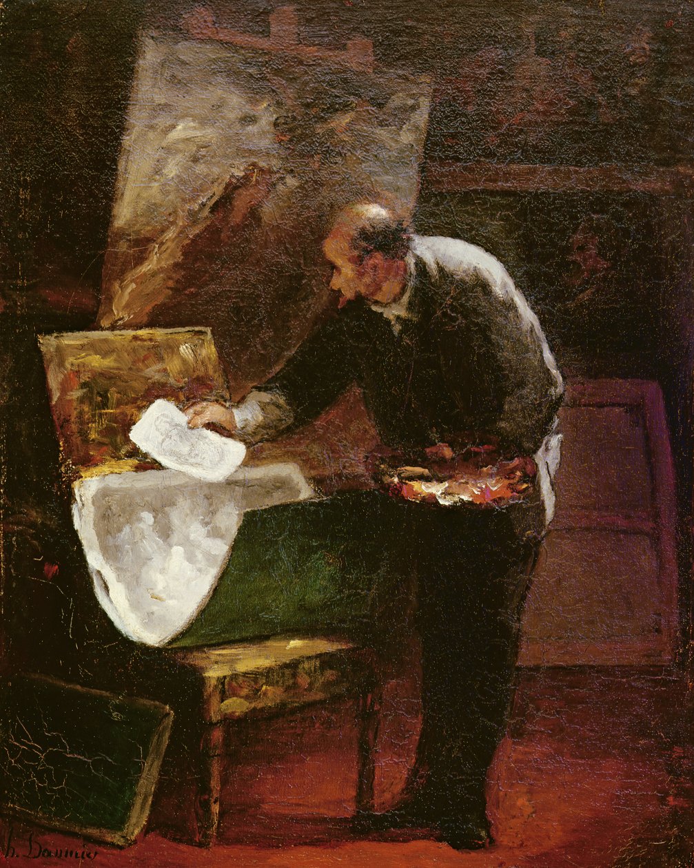 Kunstneren i studioet hans av Honoré Daumier