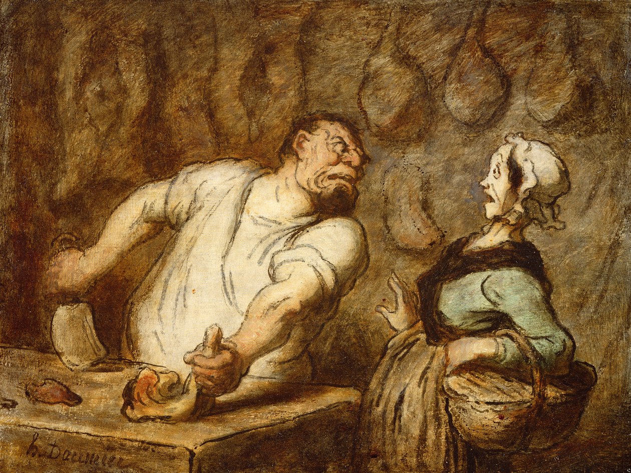 Slakteren, Montmartre-markedet, ca. 1857-58 av Honoré Daumier