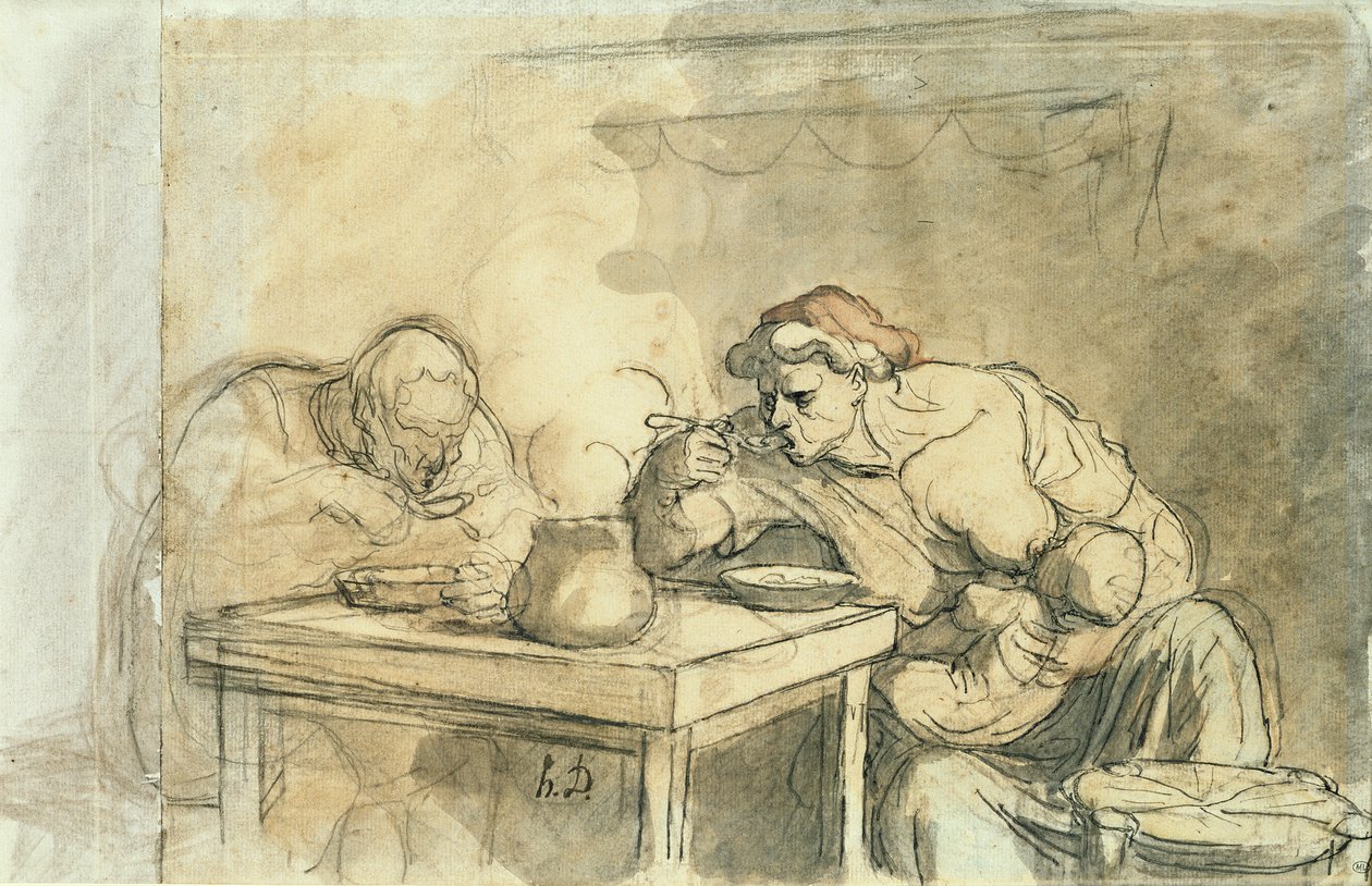 The Suppen, ca. 1862-65 (penn og blekk, wc og blyant på papir) av Honoré Daumier