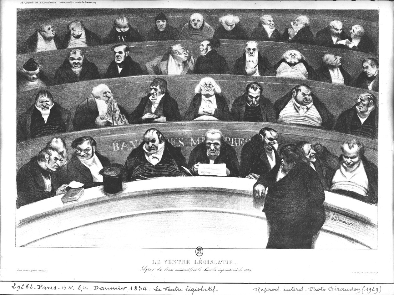 Den lovgivende forsamlings mage, ministerbenkene fra 1834 av Honoré Daumier