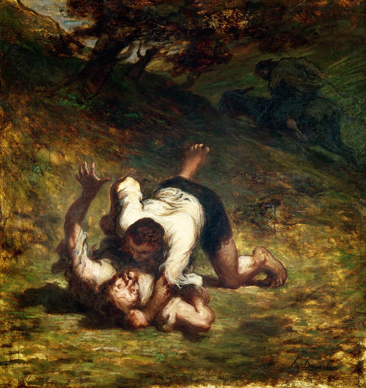 Tyvene og eselet, ca. 1858-60 av Honoré Daumier