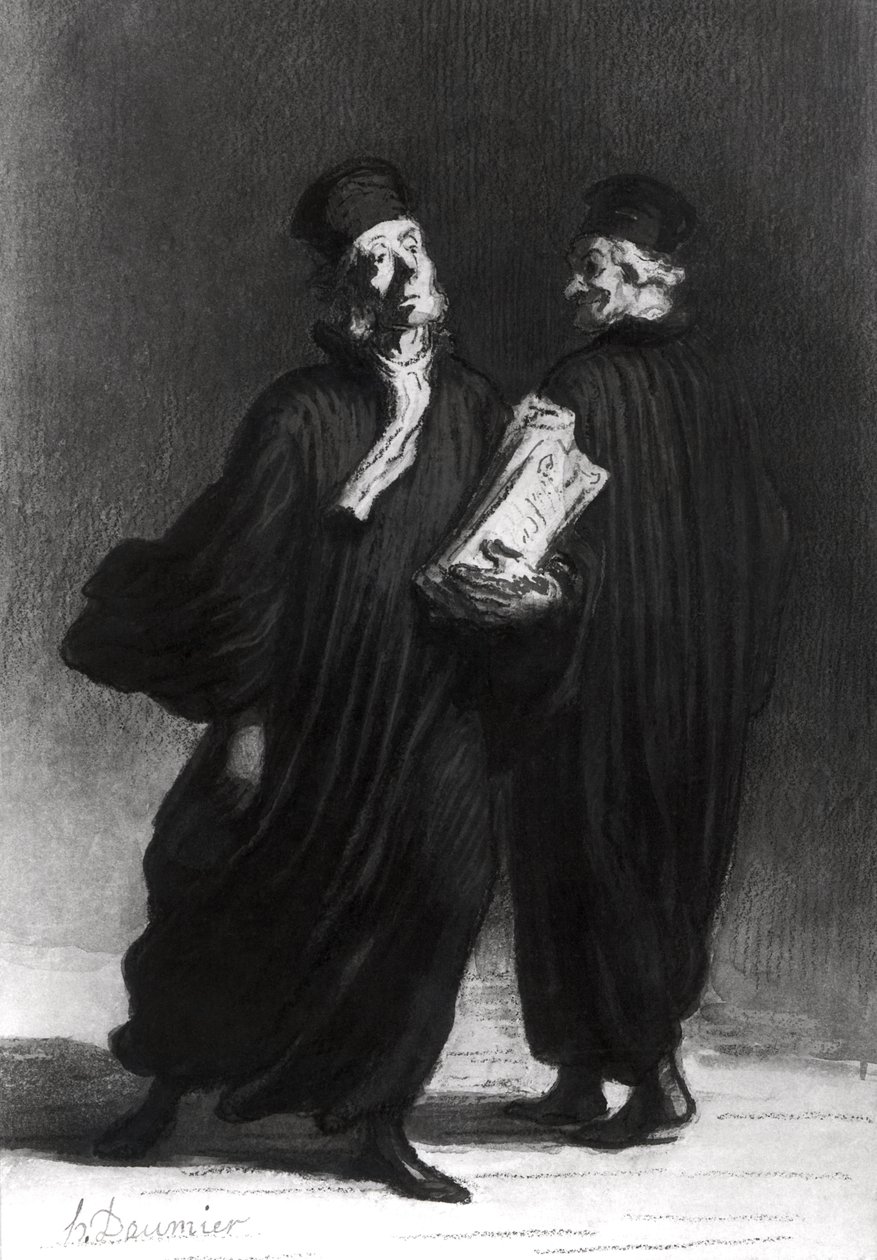 To advokater, ca. 1862 (akvarell og blyant på papir) av Honoré Daumier