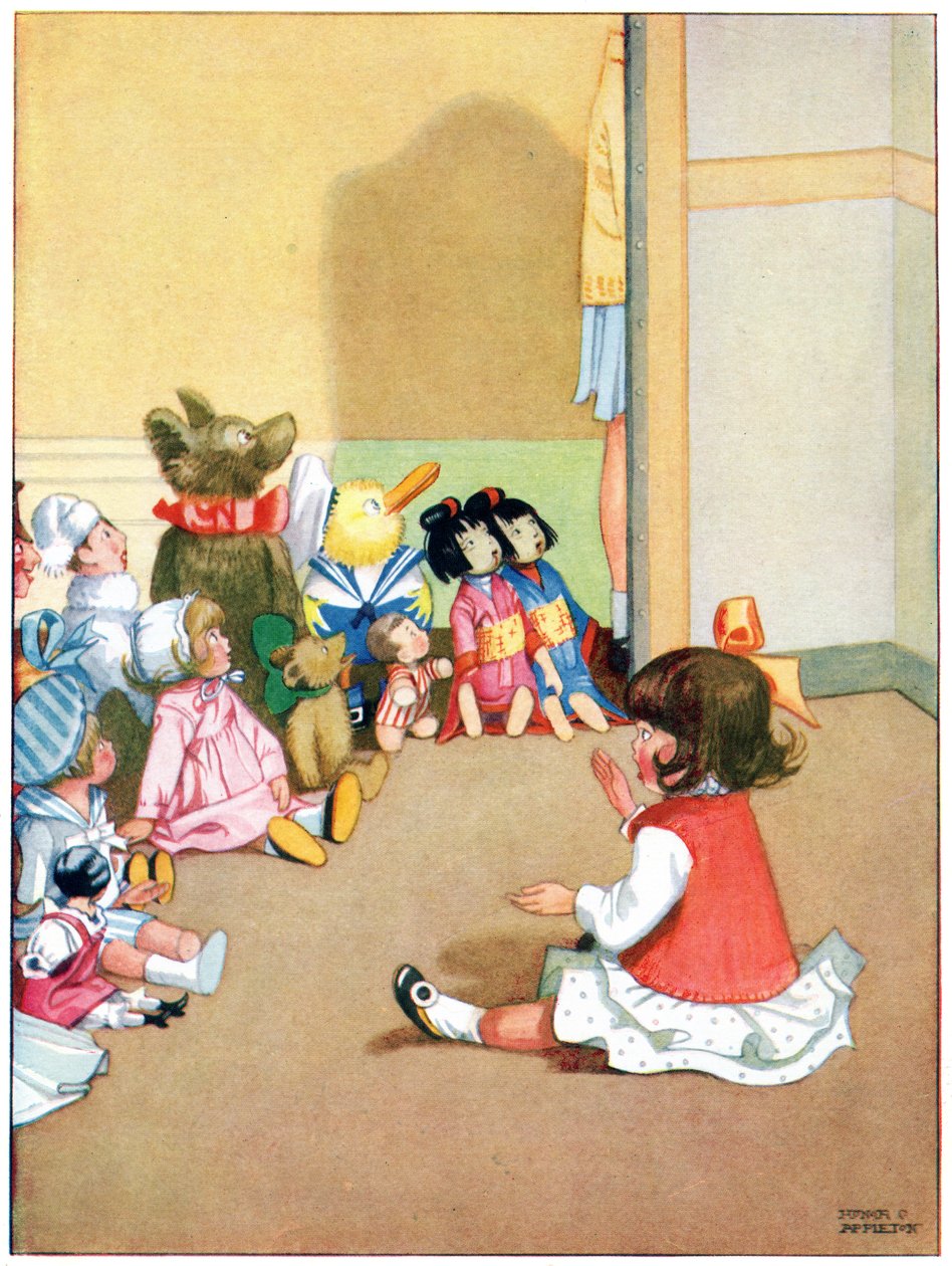 Dorothy forteller barna en historie, illustrasjon fra 