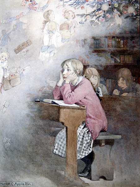Dreams of Christmas (akvarell på papir) av Honor Charlotte Appleton