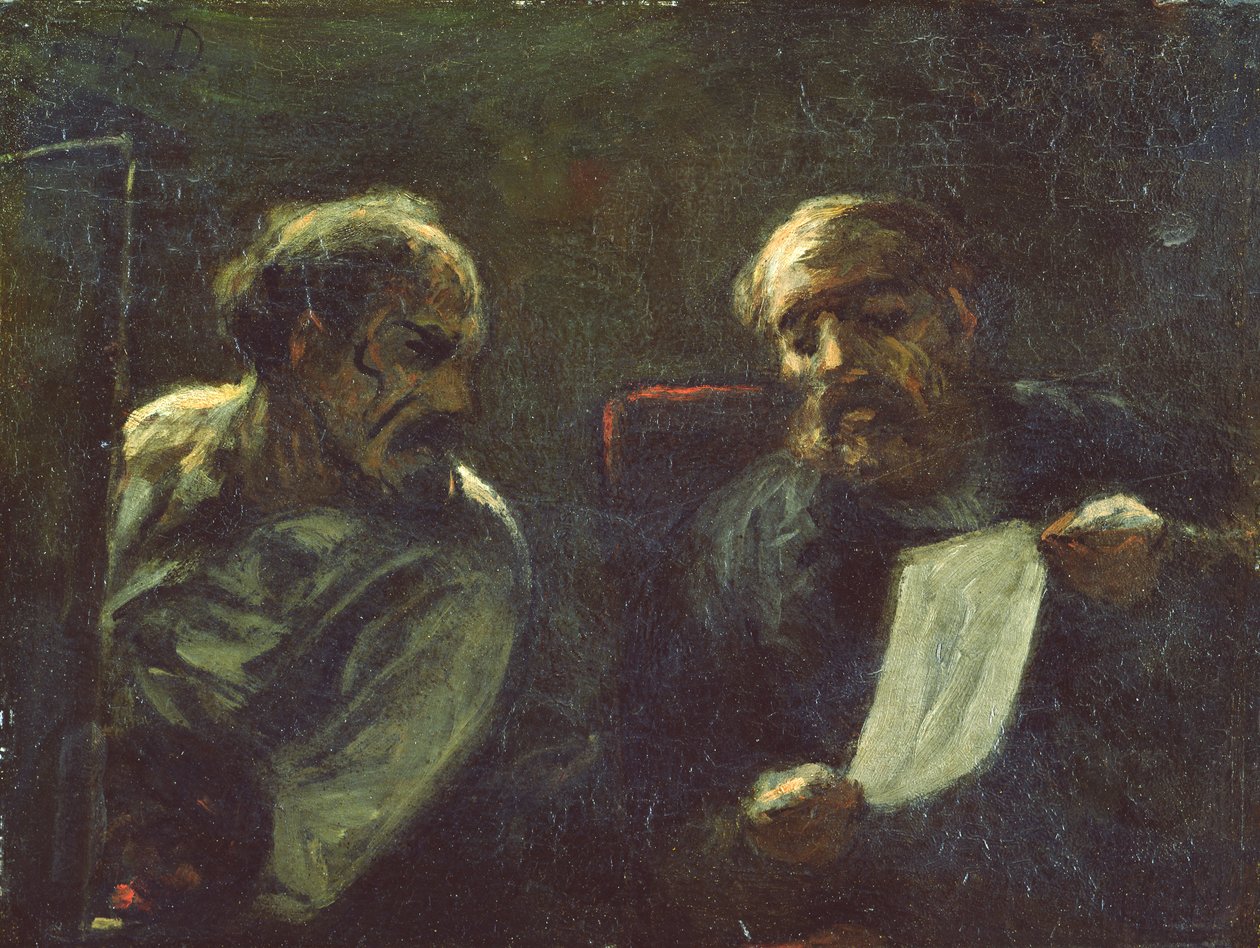 En diskusjon i studioet, 1852-55 av Honoré Daumier