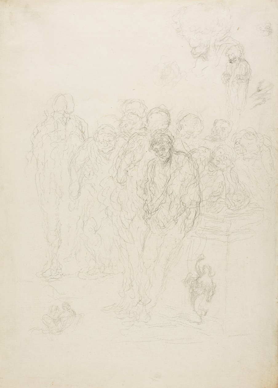 En gruppe menn og andre skisser, 1857 av Honoré Daumier