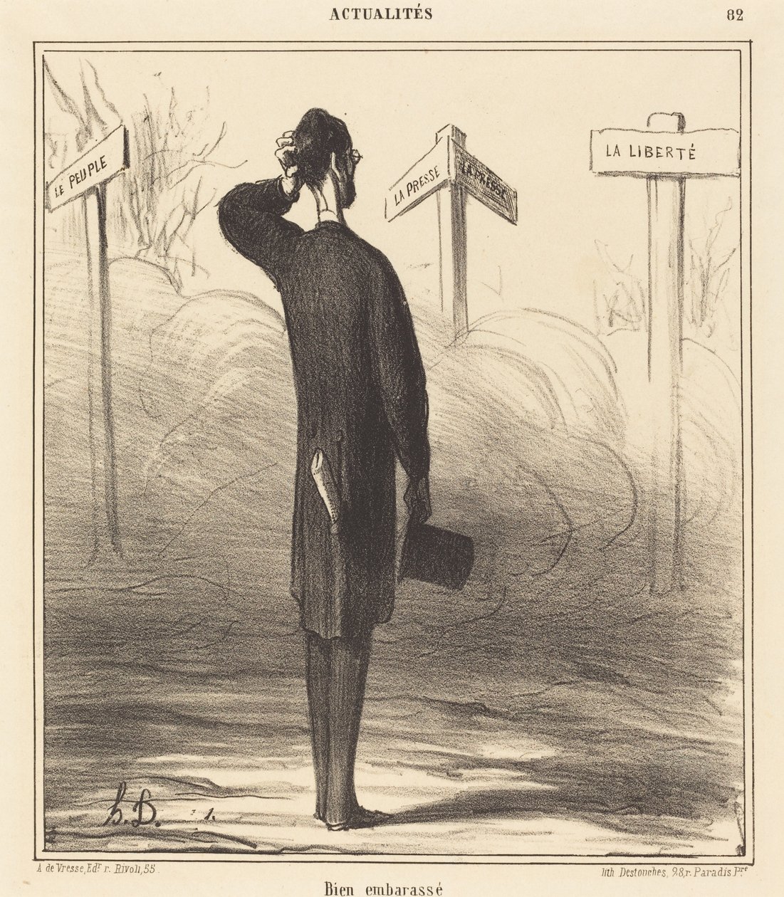 Til høyre eller til venstre? av Honoré Daumier