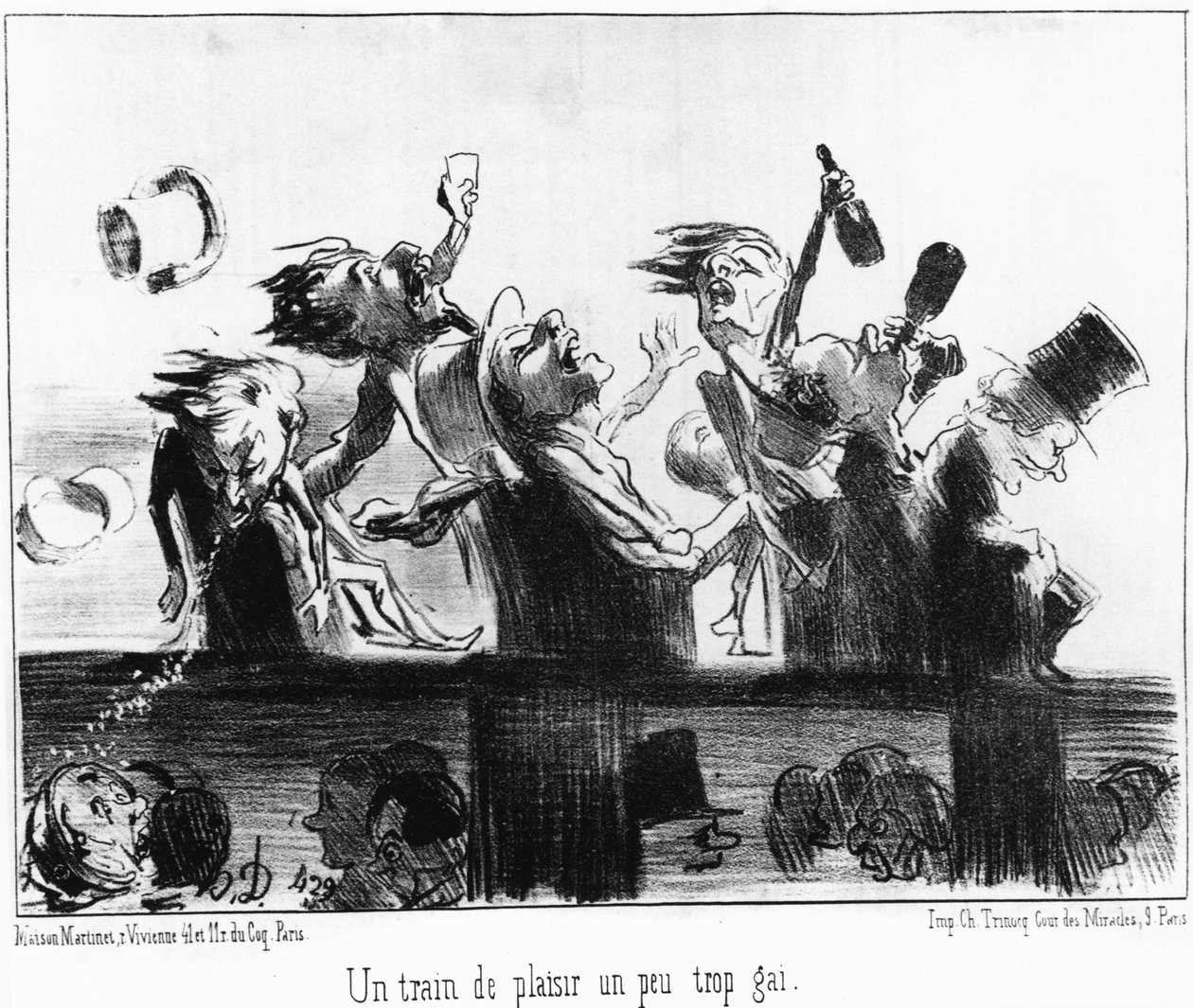 Et morsomt tog litt for muntert: hentet fra "" Les trains de Plaisir", serie tegneserier på jernbanene til Honore Daumier (1808-1879). “Charivari” av Honoré Daumier