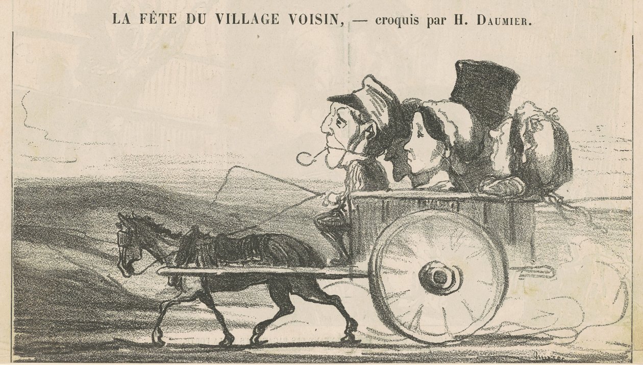 På landsbygda, ingen kuskstreik... (recto); Landsbybefolkningens økonomier Tilfredshet... (tilbake) av Honoré Daumier