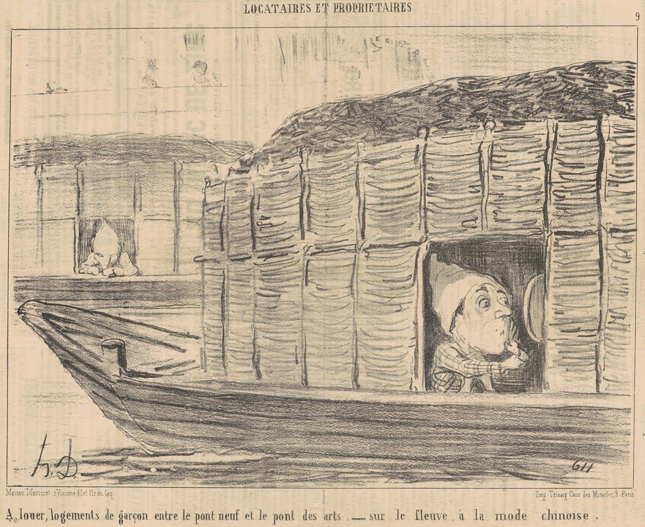 Til leie, guttebolig mellom... av Honoré Daumier