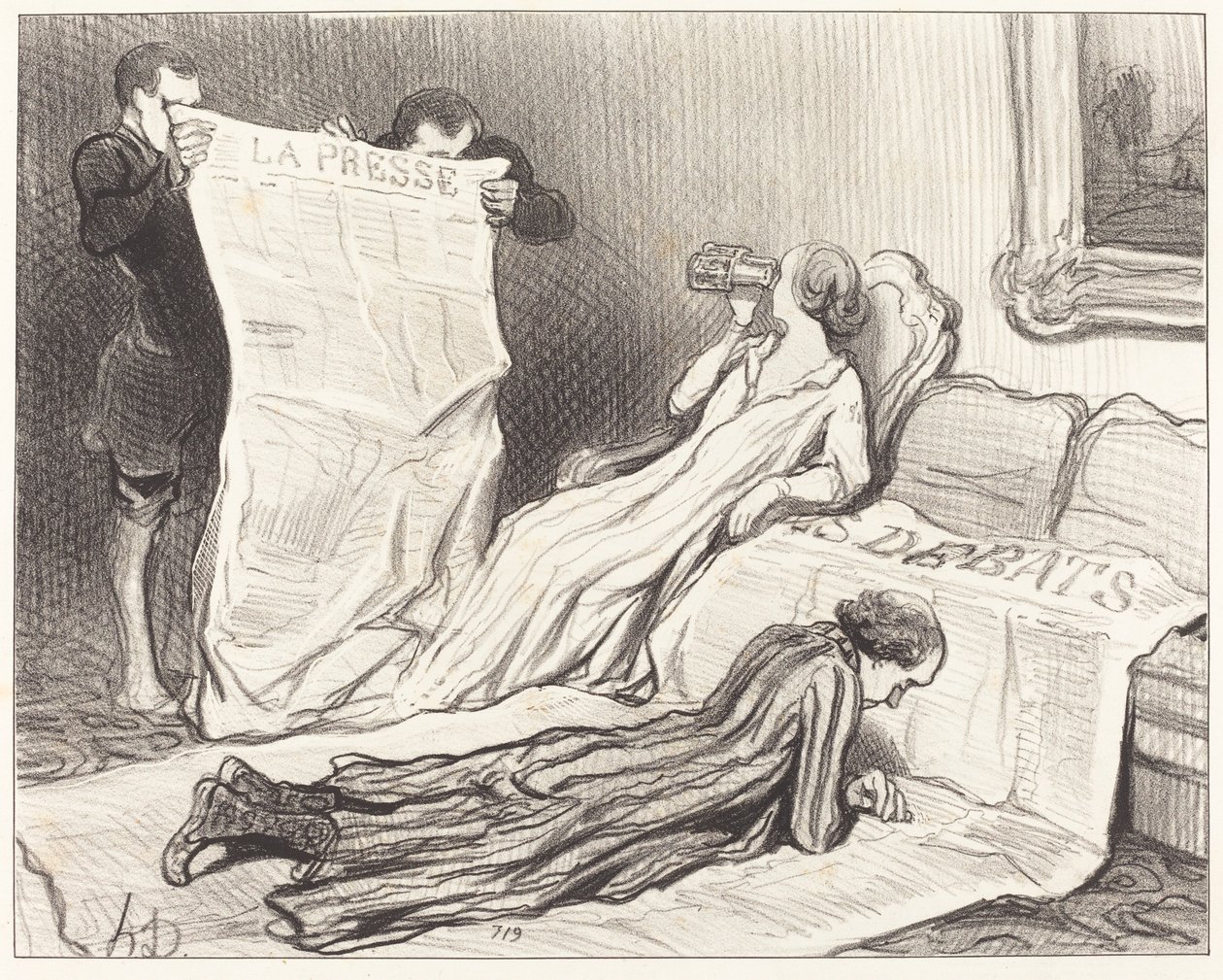 Abonnenter som mottar avisen sin... av Honoré Daumier