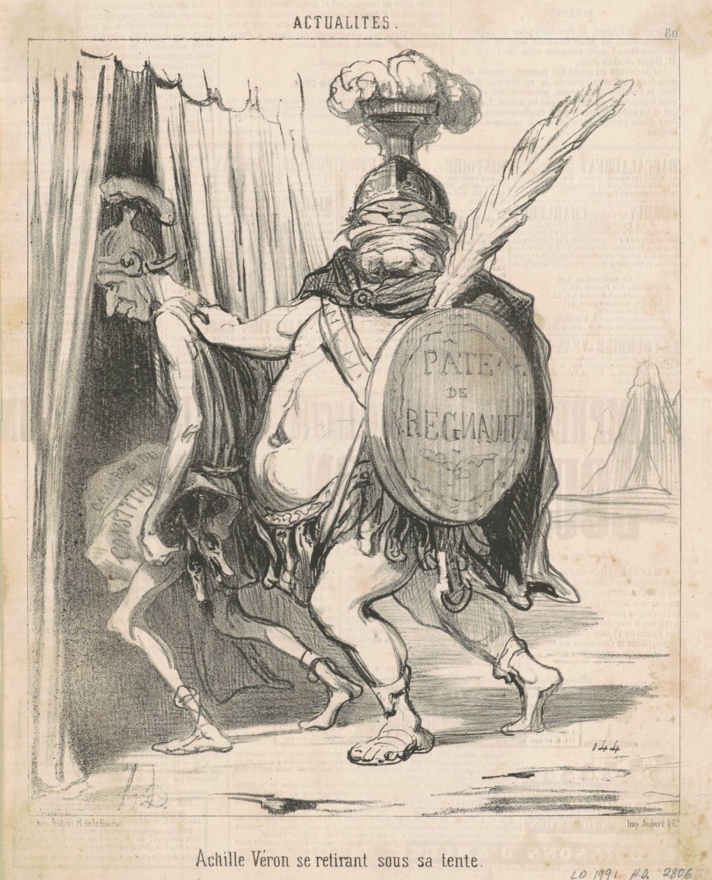 Achille Vèron trekker seg tilbake til teltet sitt av Honoré Daumier