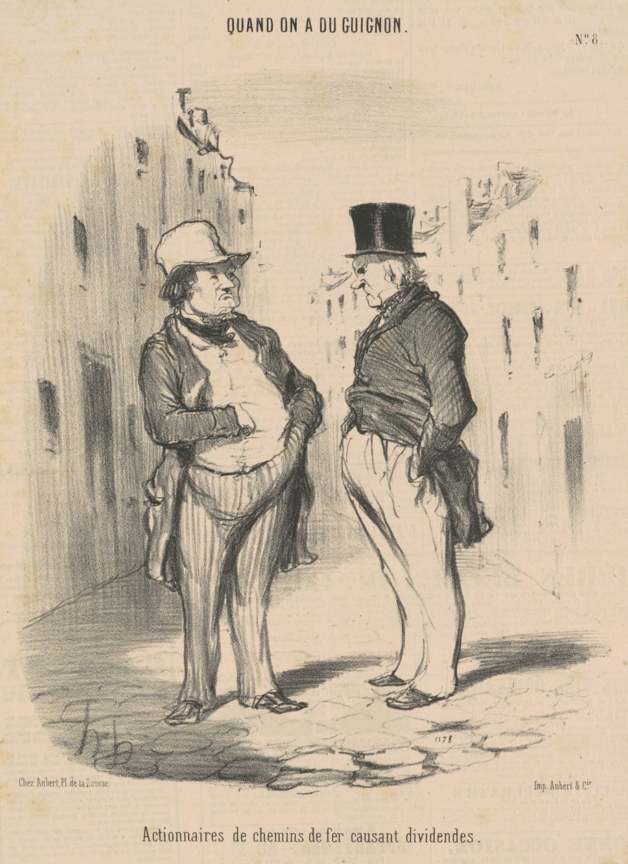 Jernbaneaksjonærer forårsaker utbytte av Honoré Daumier
