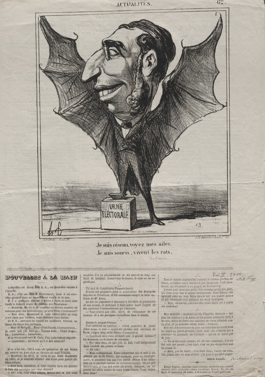 Aktualitet (nr. 62): Jeg er en fugl, se vingene mine.. av Honoré Daumier