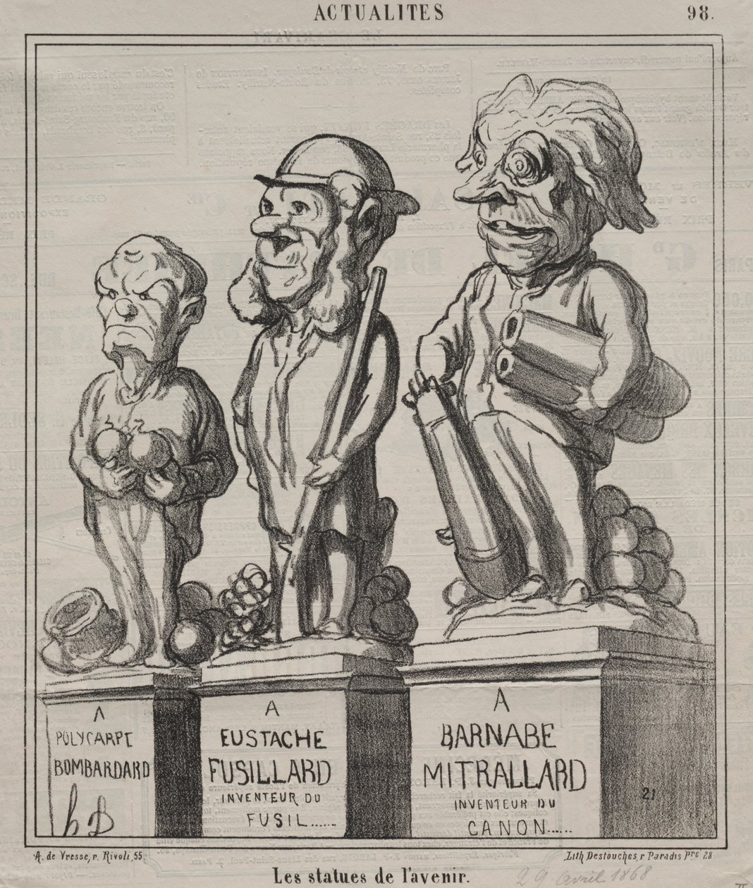 Aktualiteter (plate 98): Fremtidens statuer av Honoré Daumier