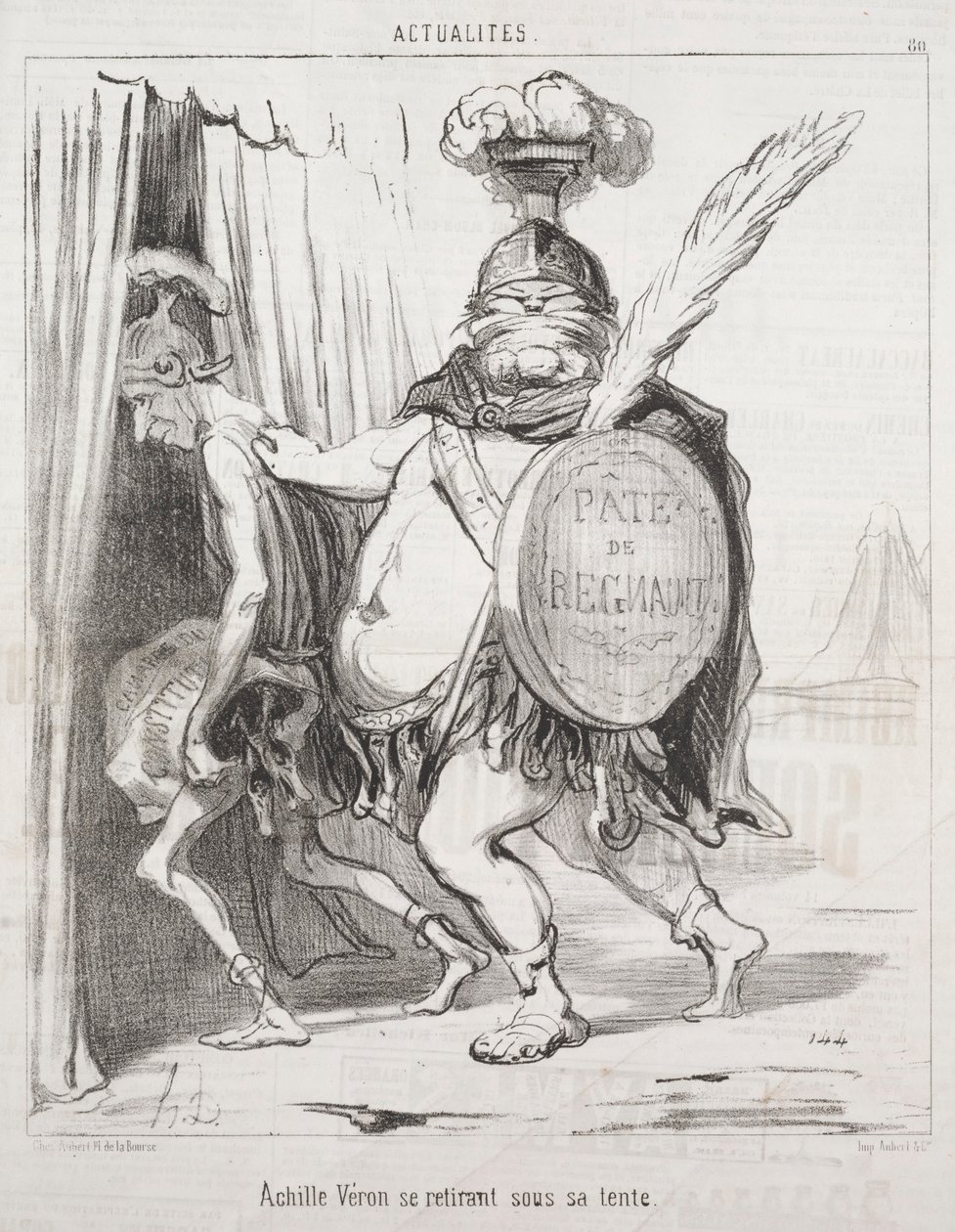 Aktualiteter: Akilles trekker seg inn i teltet sitt, 1850. av Honoré Daumier