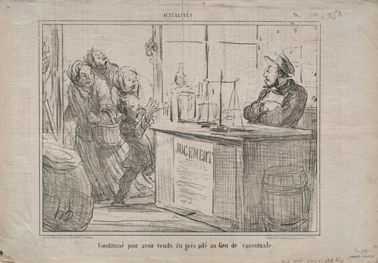 Aktualitet nr. 252: Dømt for å ha solgt en haug med sand i stedet for fuktig brunt sukker, 1855. av Honoré Daumier