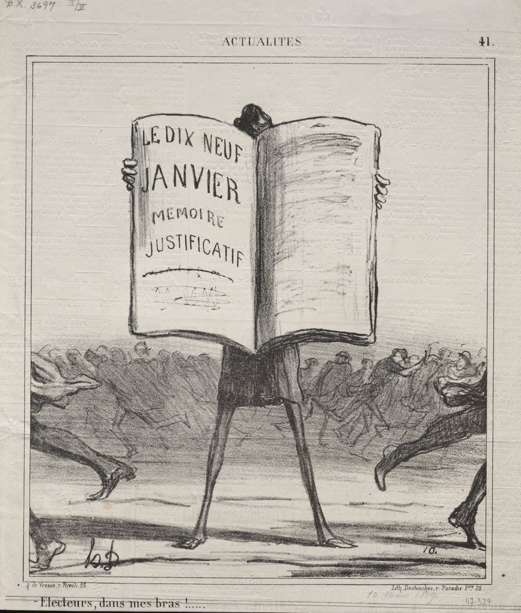 Aktualitet nr. 41: Electors, in my arms!..., 1869. av Honoré Daumier
