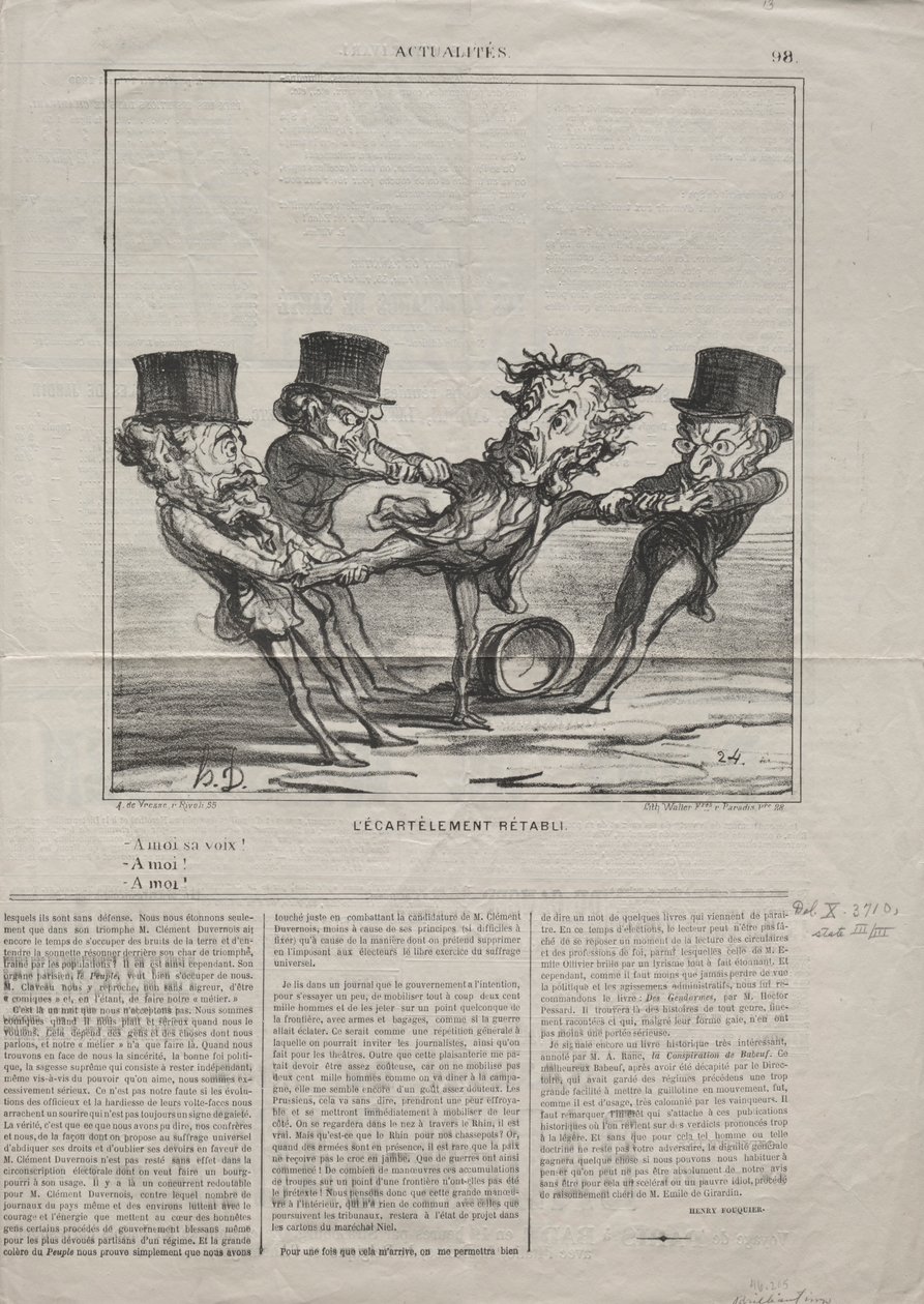 Aktualitet nr. 98: Kvartering gjeninnført, 1869. av Honoré Daumier