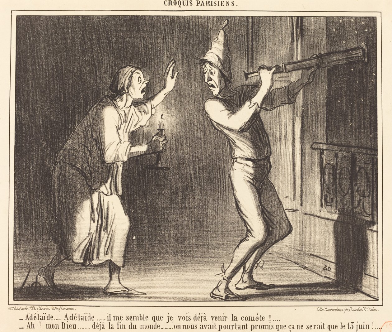 Adelaide...Adelaide...det virker for meg at jeg allerede kan se kometen komme!!... av Honoré Daumier