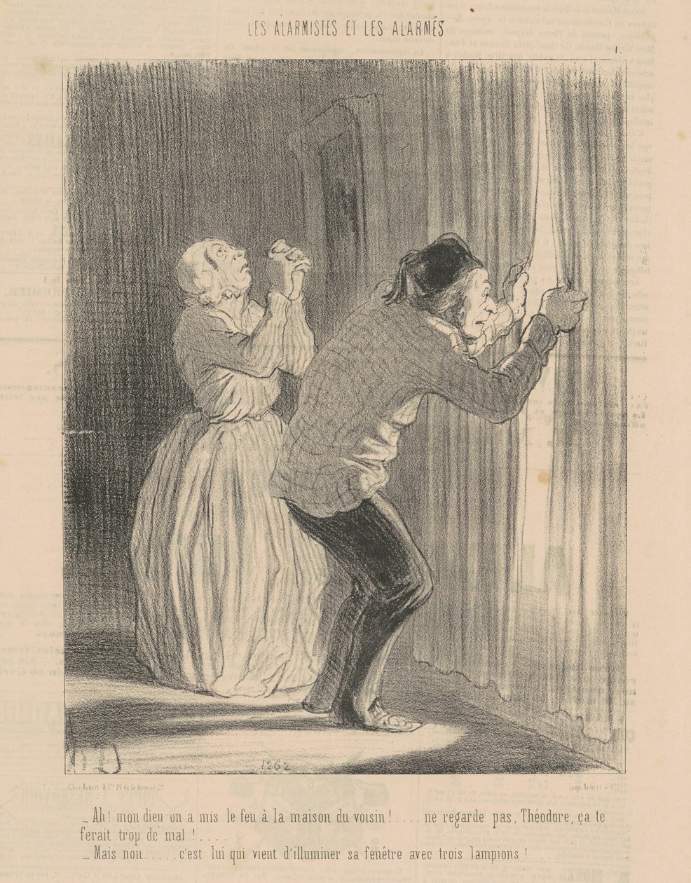 Ah! Herregud, vi satte fyr på naboens hus... av Honoré Daumier