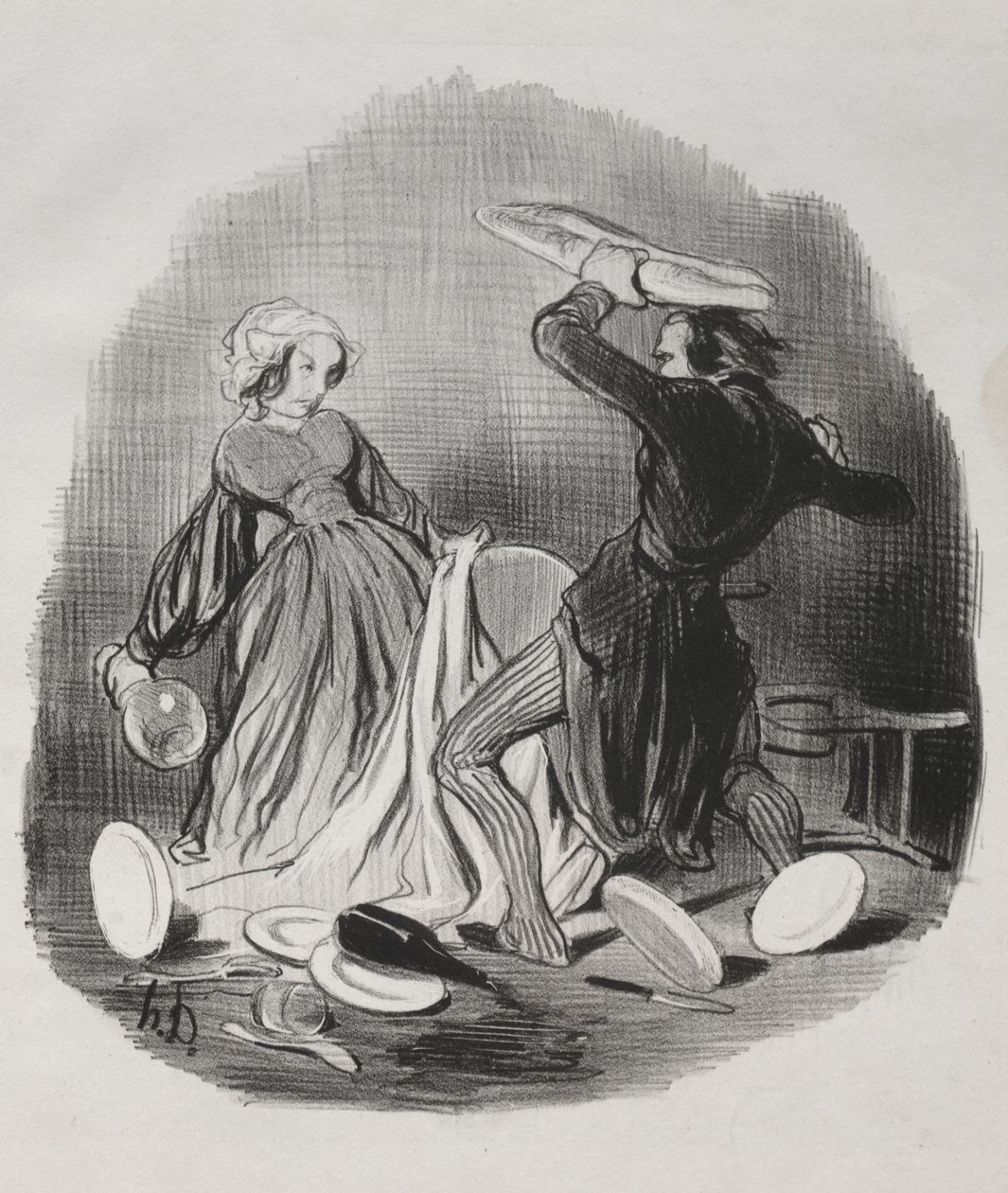Ah! Du tror at kona din ikke gir nok for deg, skurk. . . . av Honoré Daumier