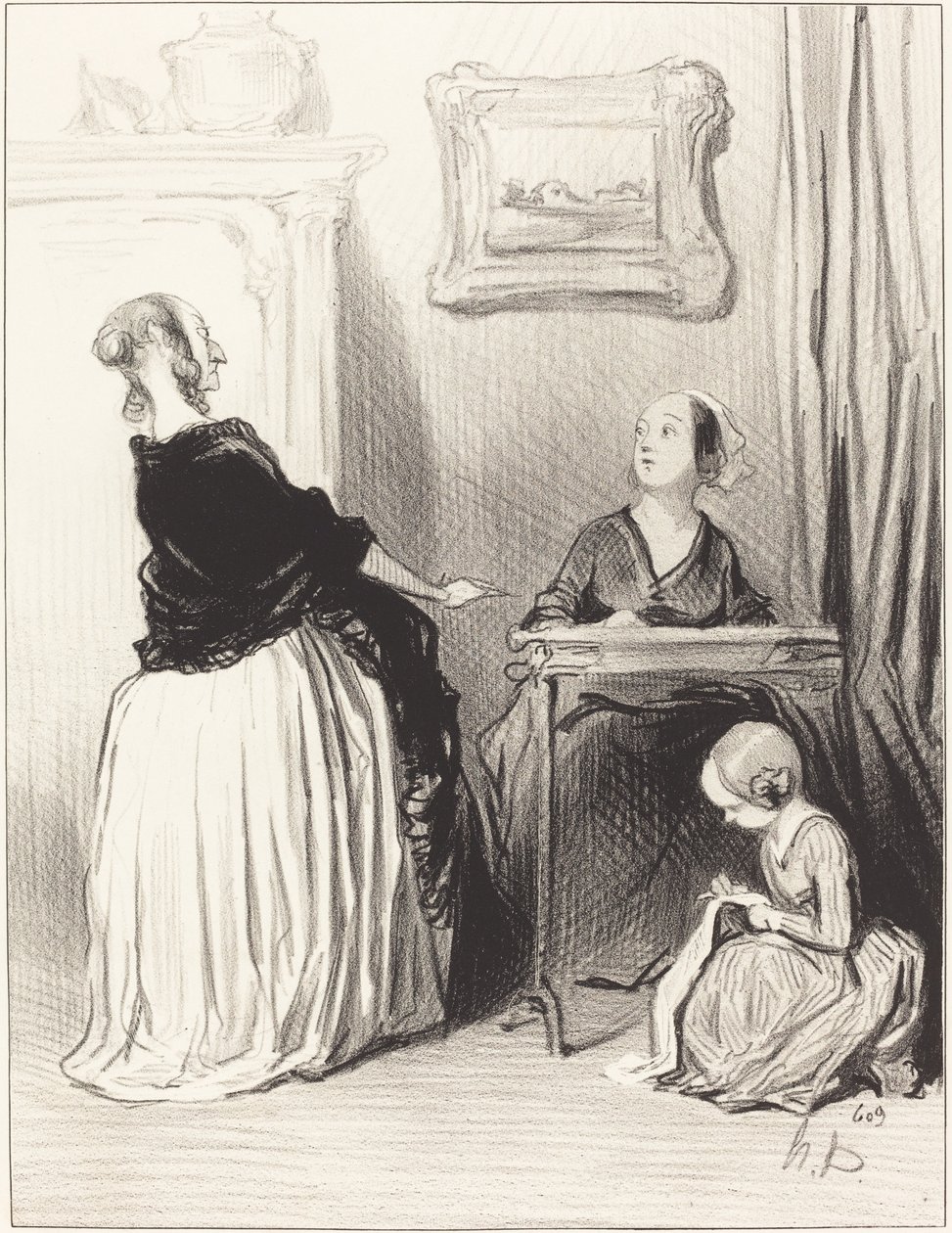 Ah!... hvilken enestående utdanning gir du datteren din?... av Honoré Daumier