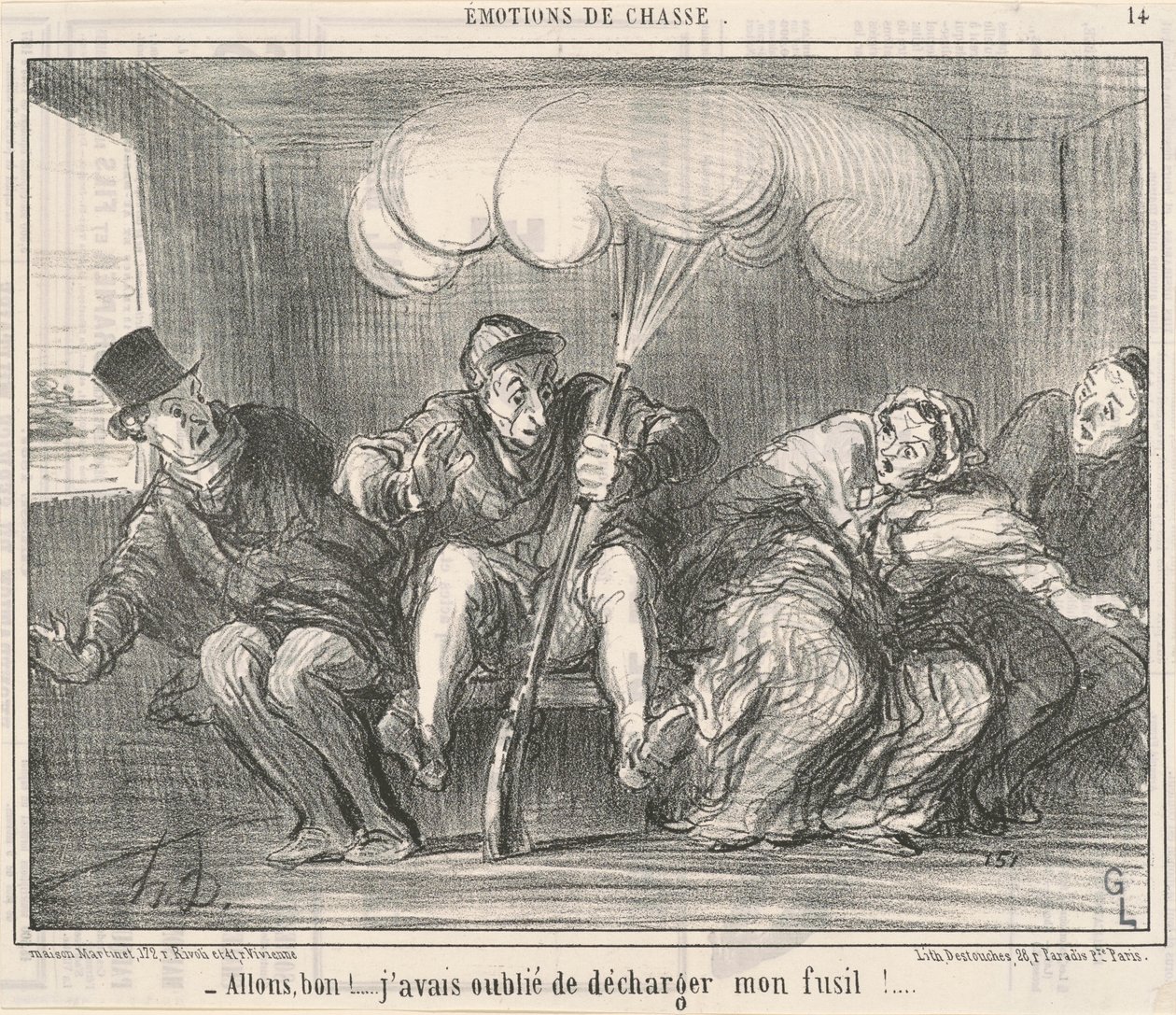 Kom igjen bra! Jeg glemte å losse pistolen min! av Honoré Daumier