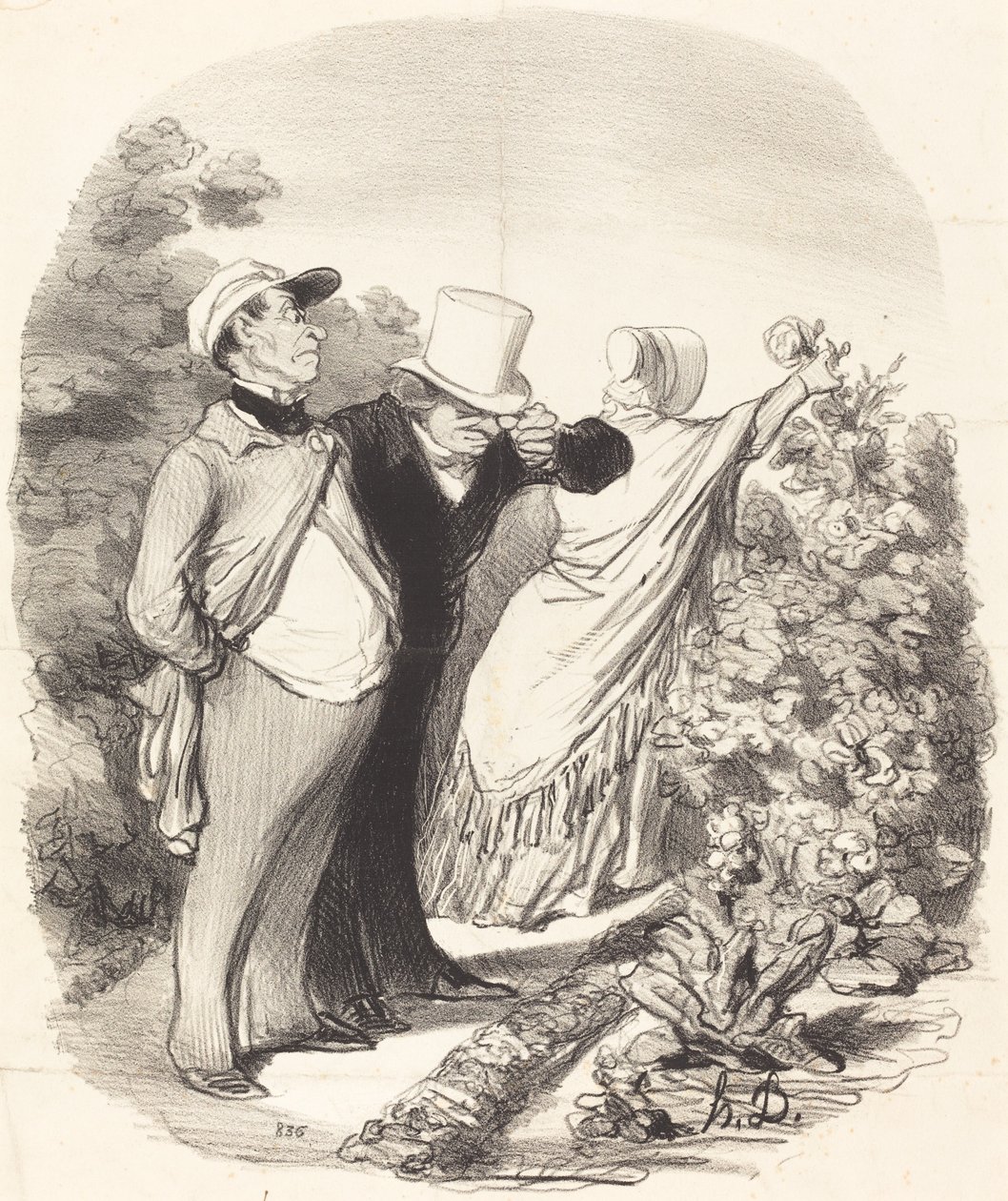 Kom igjen!... her plukker hun en rose til meg... av Honoré Daumier