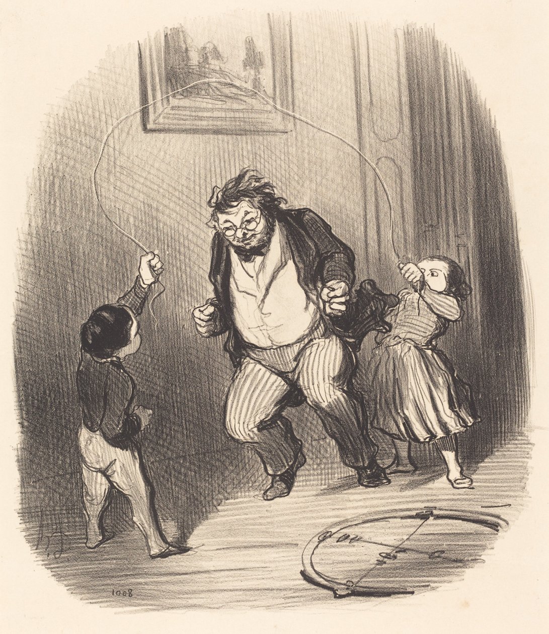 Kom igjen, pappa... mer... trettito runder!... av Honoré Daumier