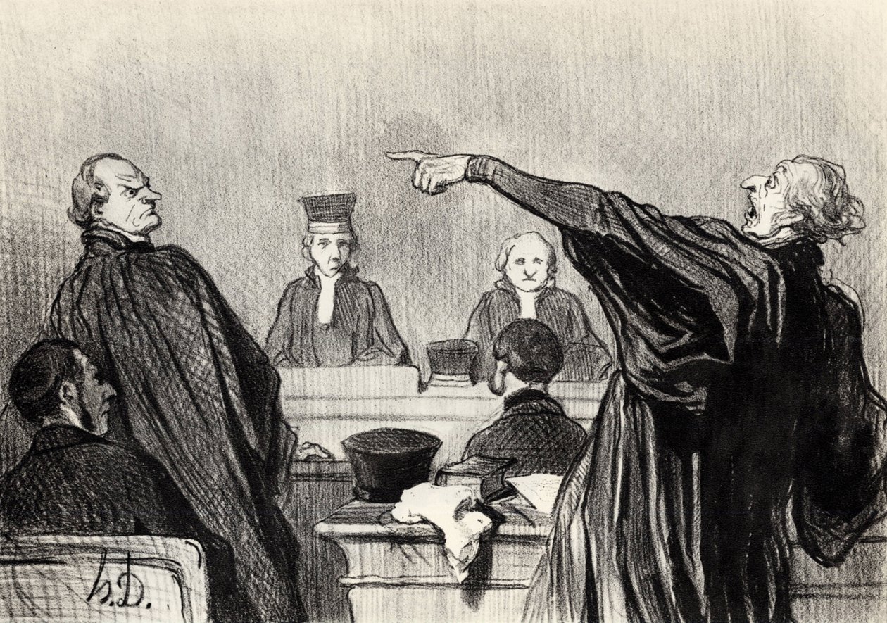En talsmann som tydeligvis er fullstendig overbevist... Fra serien Les gens de justice, 1845 av Honoré Daumier