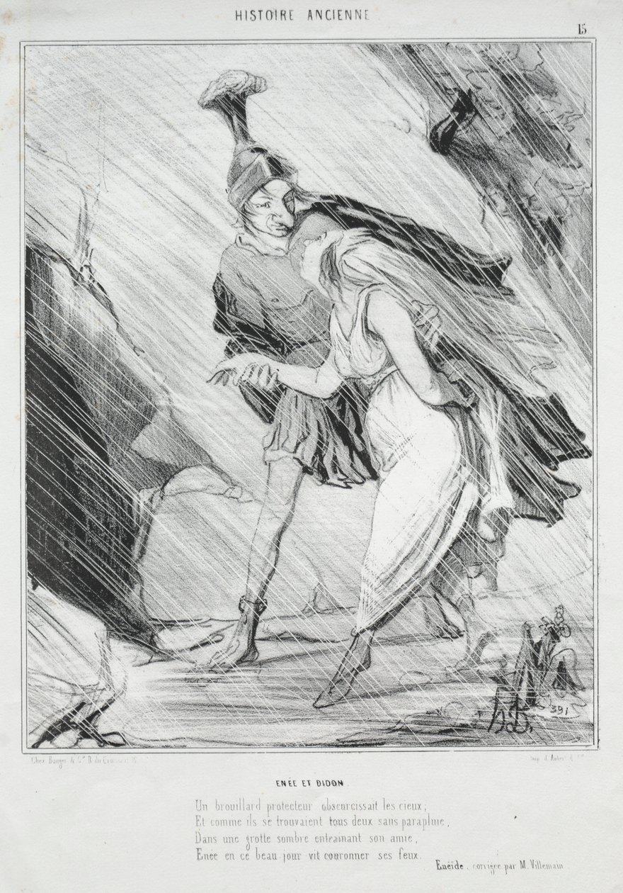 Antikkens historie (plate 15): Aeneas og Dido av Honoré Daumier
