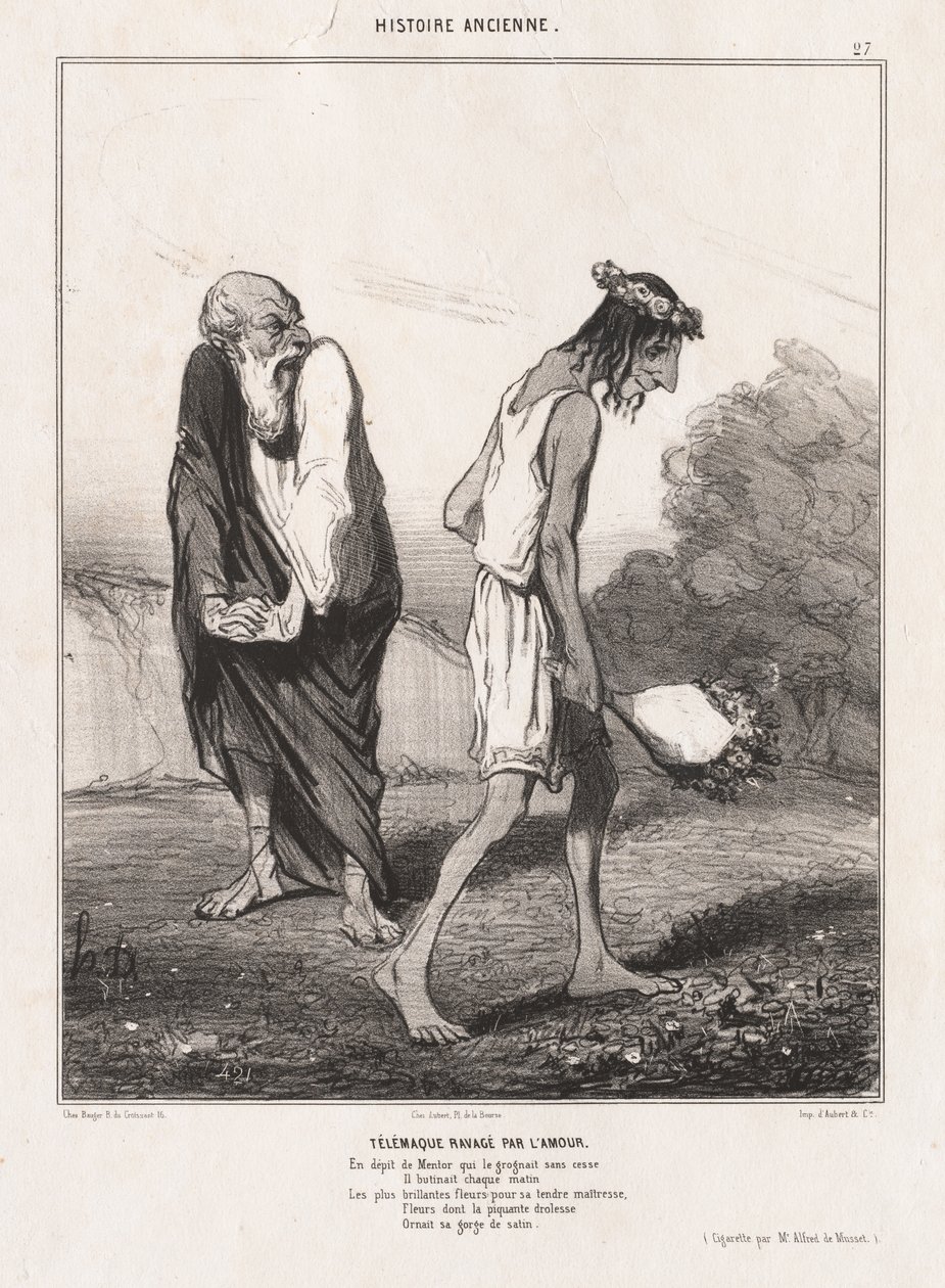 Antikkens historie: Pl. 27, Telemachus herjet av kjærlighet av Honoré Daumier