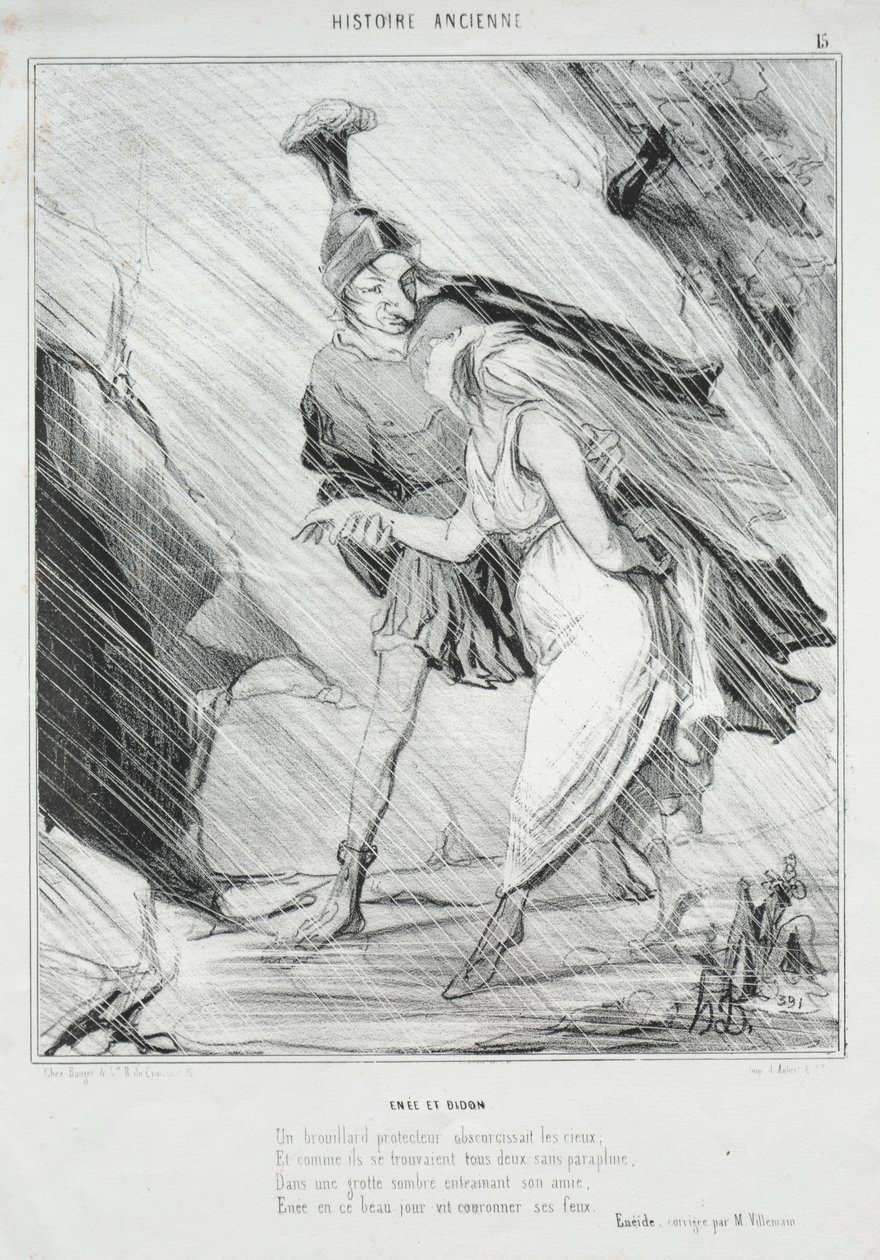 Ancient History plate 15: Aeneas and Dido, 1842. av Honoré Daumier