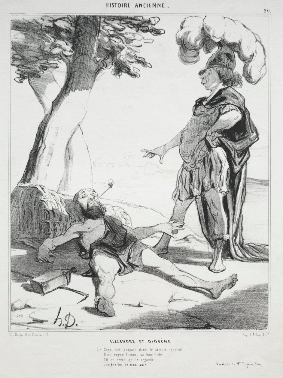 Ancient History, plate 20: Alexander and Diogenes, 14. august 1842. av Honoré Daumier