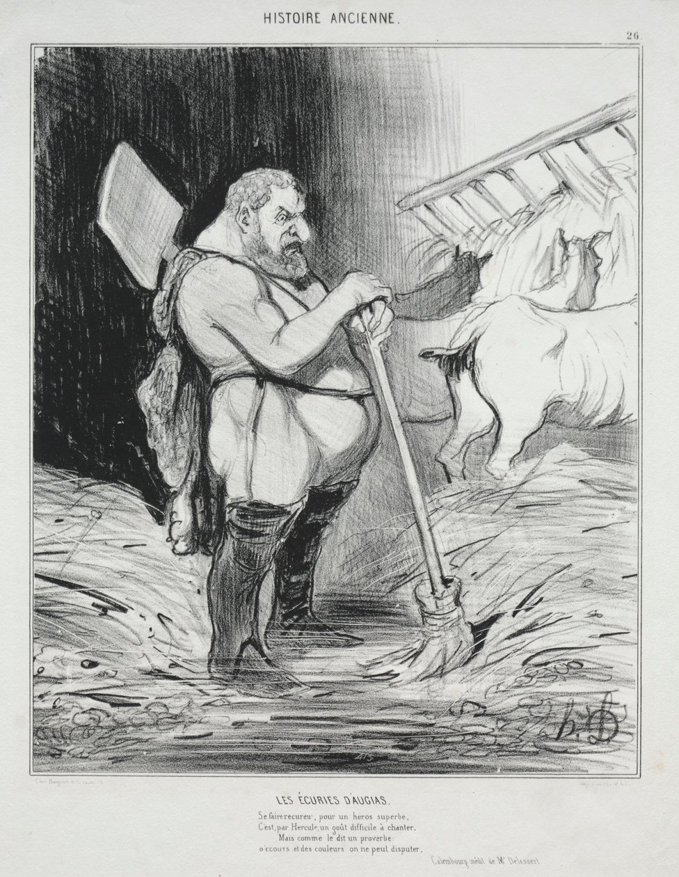 Ancient History, plate 26: The Stable of Augeas, 25. september 1842. av Honoré Daumier