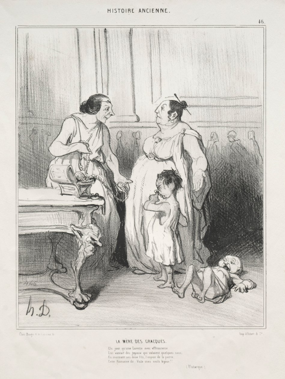 Ancient History, plate 46: The Mother of the Gracchi, 1842. av Honoré Daumier