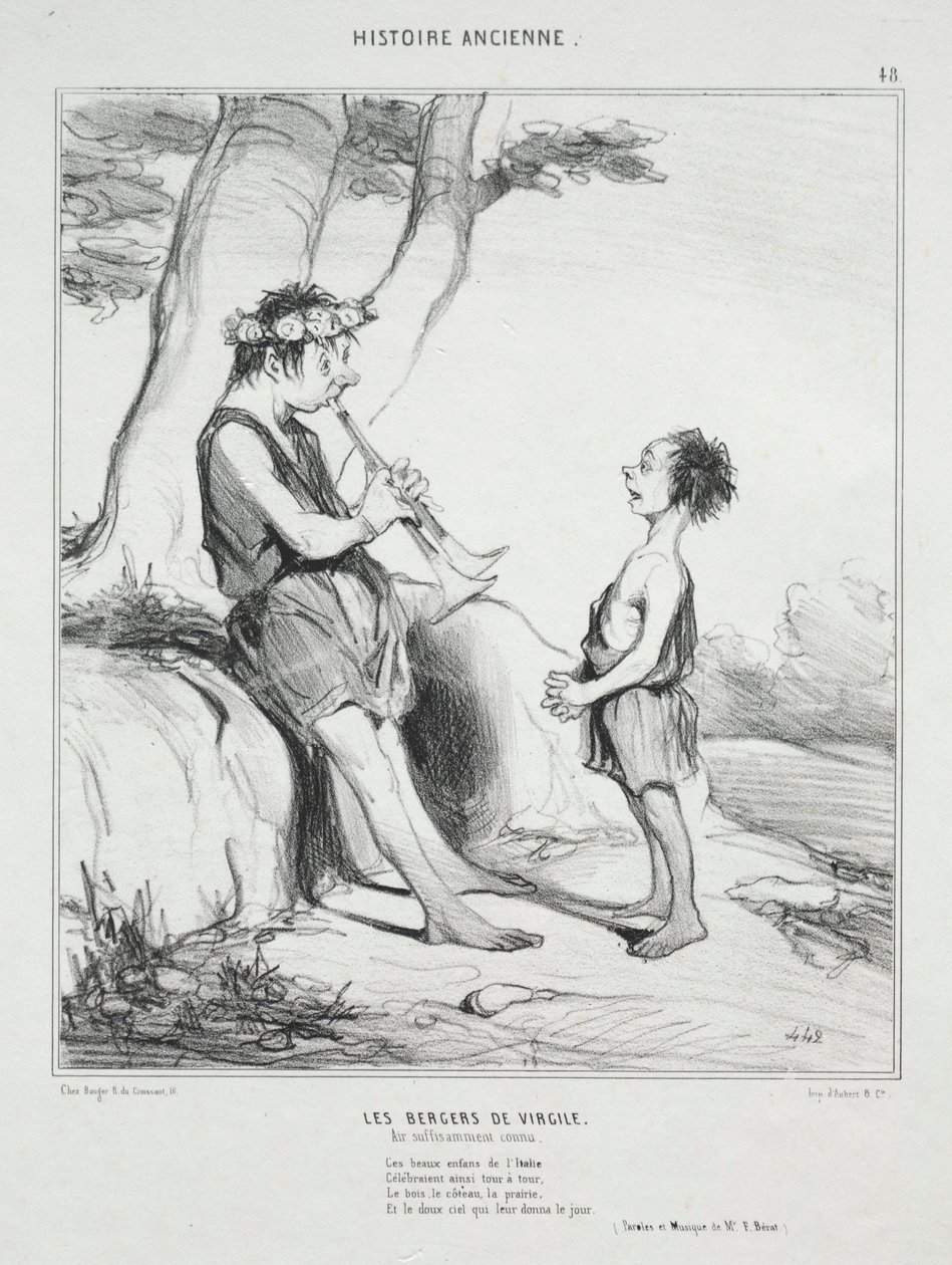 Ancient History, plate 48: The Shepherds of Virgil, 31. desember 1842. av Honoré Daumier