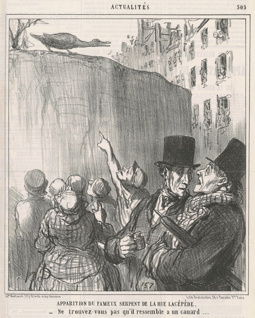 Utseendet til ... slangen av rue Lacépède av Honoré Daumier