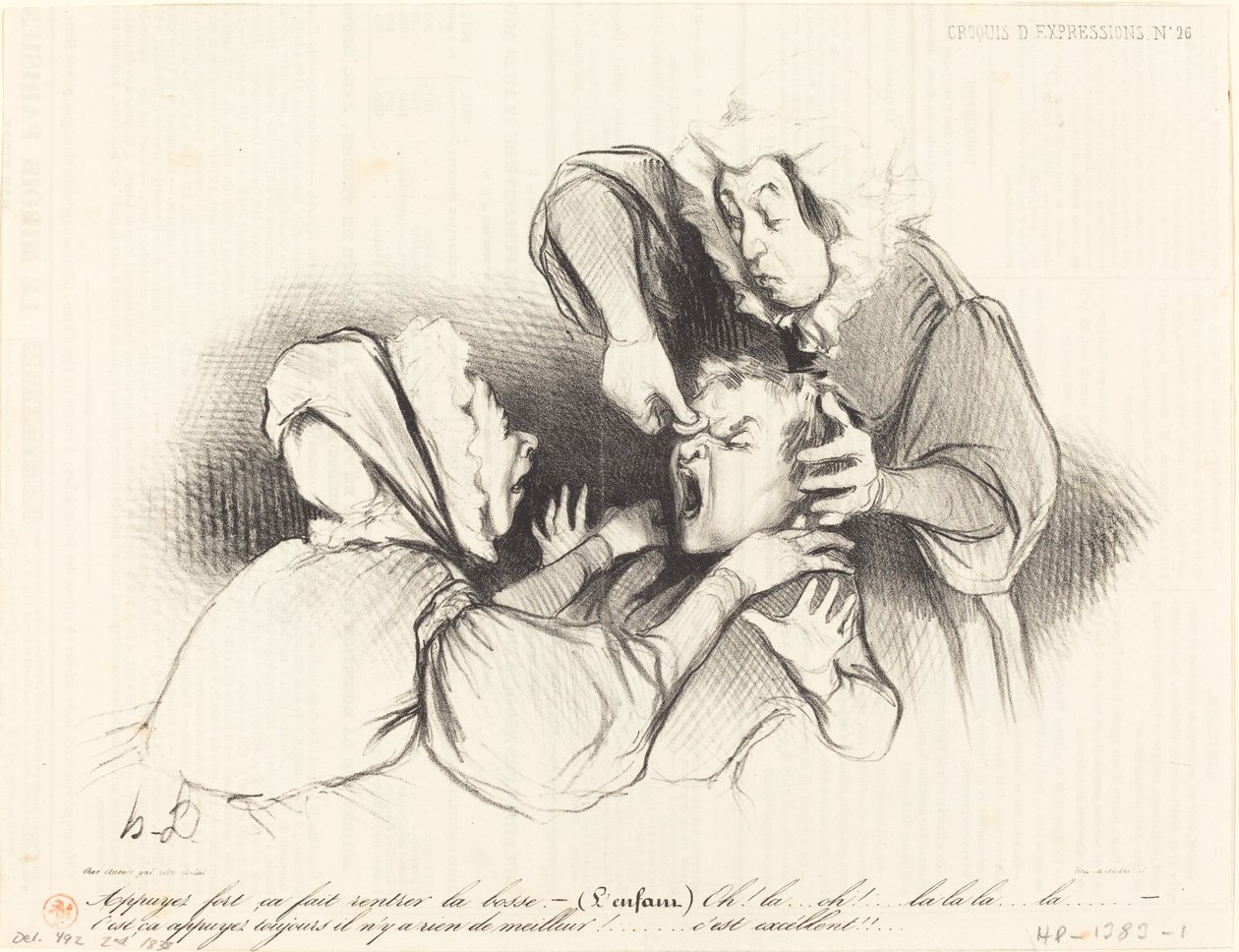 Trykk hardt, det får støtet til å gå inn... av Honoré Daumier