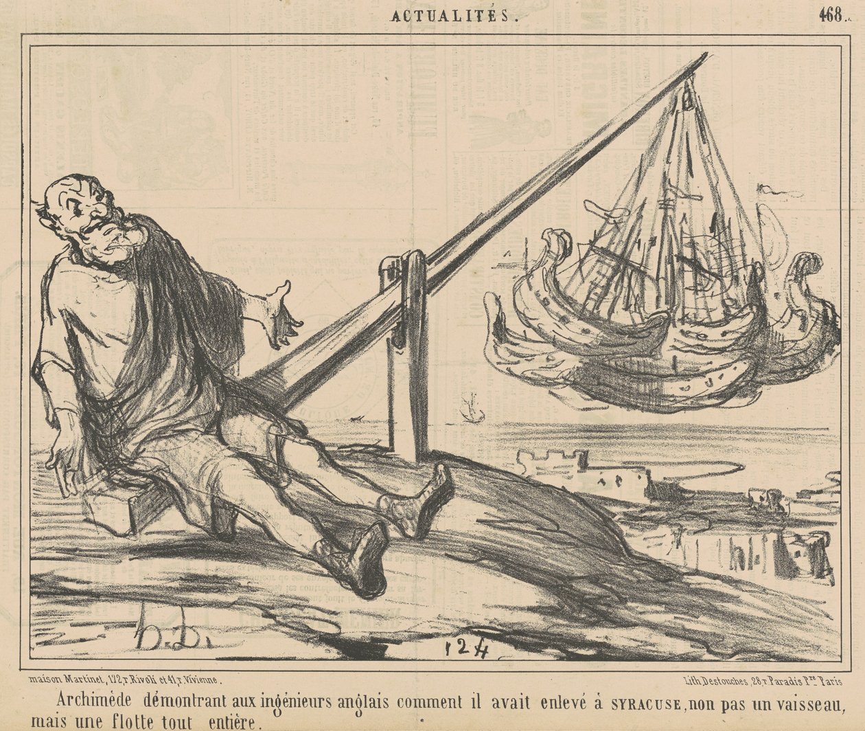 Archimedes demonstrerer for de engelske ingeniørene... av Honoré Daumier