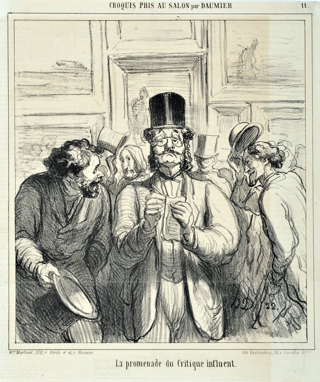 Kunstverk av Honore Daumier (1808-1879). Charivari stammer fra 1865: Serieskisser tatt på Salon La promenade du Critique innflytelsesrike MUSEE DES BEAUX ARTS - PALAIS LONGCHAMP, MARSEILLE av Honoré Daumier