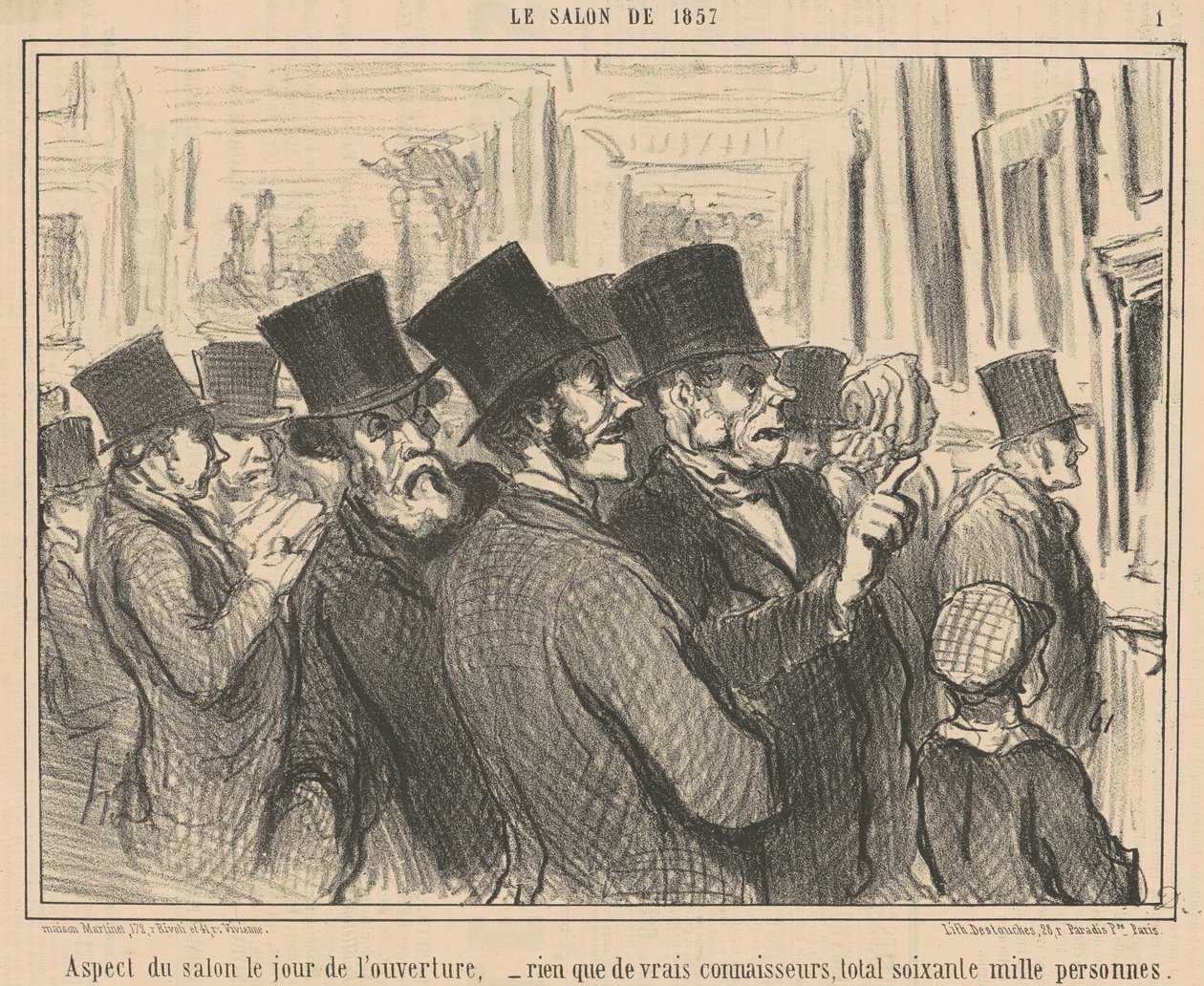 Salongopptreden på åpningsdagen... av Honoré Daumier