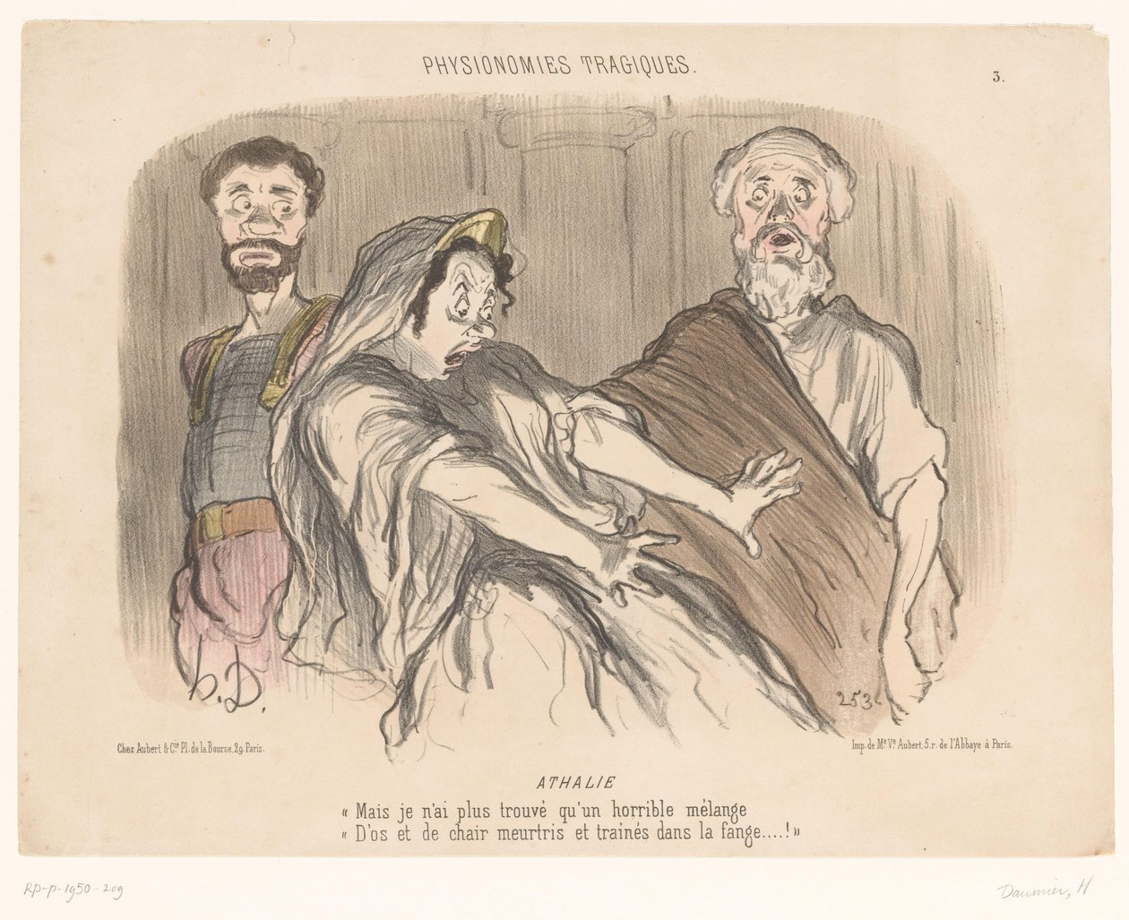 Atalja ser et skremmende syn Athalie (tittel på objekt) Tragic Faces (serietittel) Physionomies tragiques (serietittel på objekt) av Honoré Daumier