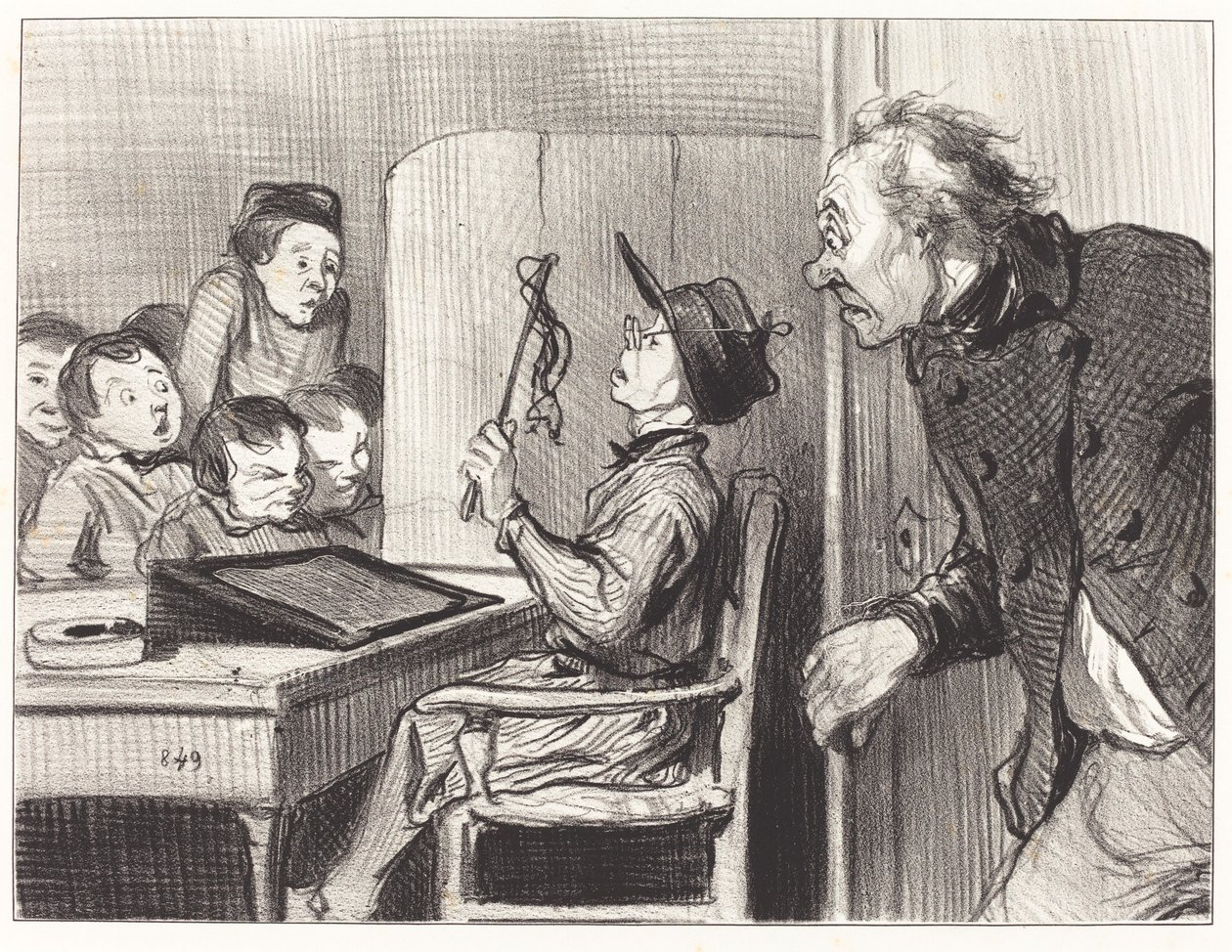 Vent... jeg skal gi deg noen... fra skolemesteren av Honoré Daumier