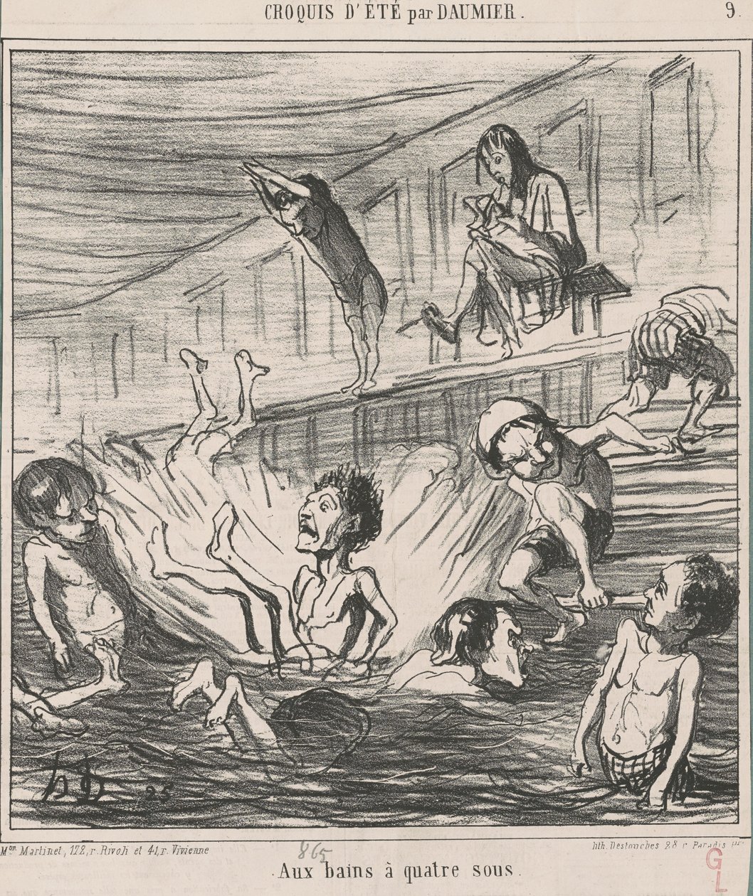 Ved de fire-penny badene av Honoré Daumier