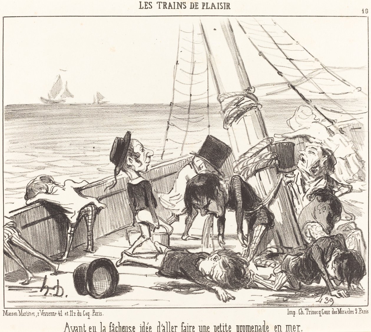 Etter å ha hatt den uheldige ideen om å dra... til sjøs av Honoré Daumier